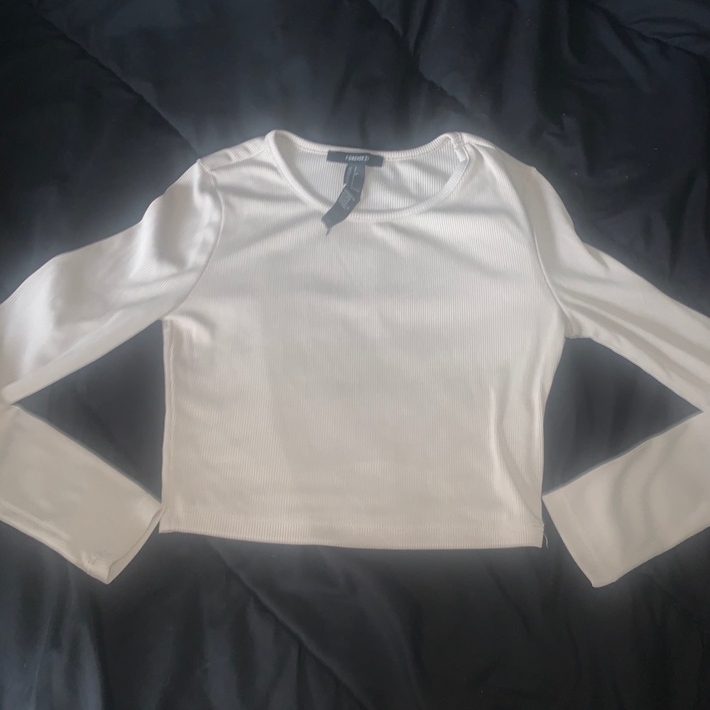 Forever 21 Cream ribbed crop top